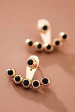 Load image into Gallery viewer, Mia Accessories - 18K Gold Plated Stainless Steel Black Crystal Ear Jacket Studs – 7987