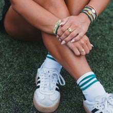 Load image into Gallery viewer, K'lani hair tie bracelets - "Game Day" Green & Yellow Hair Tie Bracelets