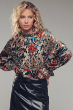 Load image into Gallery viewer, Urban Daizy - Burnout Velvet Smocked Mock Neck Blouse