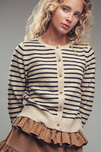 Load image into Gallery viewer, Urban Daizy - Parisian Striped Gold Button Cardigan