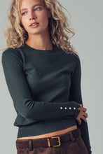 Load image into Gallery viewer, Urban Daizy - Polished Button Cuff Slim Knit Top