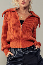 Load image into Gallery viewer, Nautical Knit Zip Up Jacket: RUST / S-2/M-2/L-2