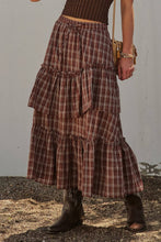 Load image into Gallery viewer, Urban Daizy - Plaid Tiered Ruffle Cotton Maxi Skirt