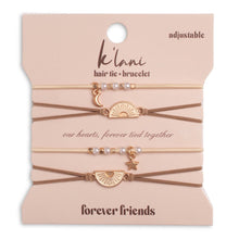 Load image into Gallery viewer, K'lani hair tie bracelets - "Forever Friends" Neutral Sun Friendship Hair Tie Bracelets