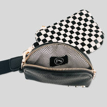 Load image into Gallery viewer, Wonderlust Woven Dual Pouch Wristlet: Brown Checkered