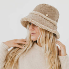 Load image into Gallery viewer, Slope Style Quilted Fur Trim Bucket Hat: Taupe
