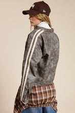 Load image into Gallery viewer, Mimosa - Washed Faux Leather Moto Jacket with Stripe Detail