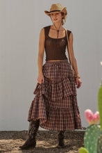 Load image into Gallery viewer, Urban Daizy - Plaid Tiered Ruffle Cotton Maxi Skirt