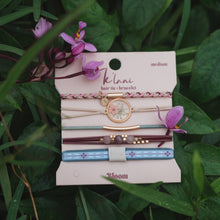 Load image into Gallery viewer, K'lani hair tie bracelets - "Bloom" Maroon & Pink with Pressed Flowers Hair Tie Bracelets