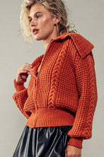 Load image into Gallery viewer, Nautical Knit Zip Up Jacket: RUST / S-2/M-2/L-2