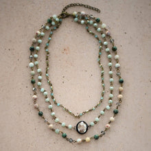 Load image into Gallery viewer, Mia Accessories - Triple Layered Mixed Glass Bead and Stone Necklace - 7258