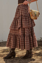 Load image into Gallery viewer, Urban Daizy - Plaid Tiered Ruffle Cotton Maxi Skirt