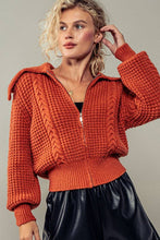 Load image into Gallery viewer, Nautical Knit Zip Up Jacket: RUST / S-2/M-2/L-2