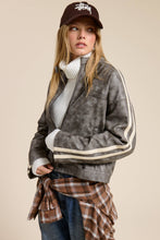 Load image into Gallery viewer, Mimosa - Washed Faux Leather Moto Jacket with Stripe Detail