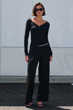 Load image into Gallery viewer, Urban Daizy - Lace Trim Ribbed Knit Henley Top