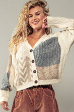 Load image into Gallery viewer, Urban Daizy - Patchwork Cable Knit V Neck Cardigan