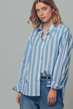 Load image into Gallery viewer, Urban Daizy - Oversized Stripe Button Down Collared Shirt