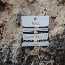 Load image into Gallery viewer, K'lani hair tie bracelets - "Connect" Black & Cream with Gold Accent Hair Tie Bracelets