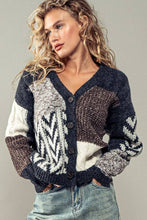 Load image into Gallery viewer, Urban Daizy - Patchwork Cable Knit V Neck Cardigan