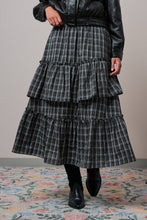 Load image into Gallery viewer, Urban Daizy - Plaid Tiered Ruffle Cotton Maxi Skirt
