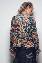 Load image into Gallery viewer, Urban Daizy - Burnout Velvet Smocked Mock Neck Blouse