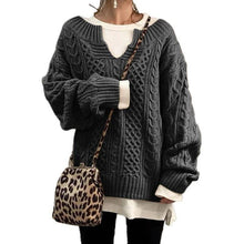 Load image into Gallery viewer, EmberLoom - Women Cable Knit Sweater Casual Ribbed Pattern Knit Top