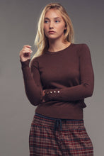 Load image into Gallery viewer, Urban Daizy - Polished Button Cuff Slim Knit Top