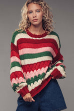 Load image into Gallery viewer, Urban Daizy - Chunky Holiday Stripe Sweater – Bold Multicolor Knit