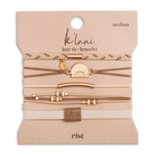 Load image into Gallery viewer, K'lani hair tie bracelets - "Rise" Cream and Tan With Gold & Sun Accents Hair Tie Bracelets