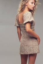 Load image into Gallery viewer, Urban Daizy - Tweed Mini Dress – Puff Sleeves, Open Back, Square Neckline