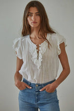 Load image into Gallery viewer, By Together - L6502 | Woven Cotton Linen Button V-Neck Short Sleeve Top