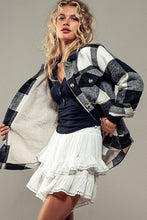 Load image into Gallery viewer, BELLA TEDDY PLAID SHACKET : BLACK / S-2/M-2/L-2