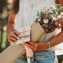 Load image into Gallery viewer, K'lani hair tie bracelets - "Bloom" Maroon & Pink with Pressed Flowers Hair Tie Bracelets