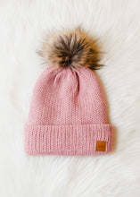 Load image into Gallery viewer, Pink Cable Knit Pom Hat

