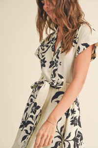 MIOU MUSE - D3607   PRINT BUTTON DOWN FLARE DRESS