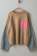 Load image into Gallery viewer, Denim Sleeve Color Blocked Sweater : IVORY / S/M-3:M/L-3
