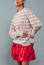 Load image into Gallery viewer, ROSE PRINT PULLOVER RIB KNIT SWEATER : WHITE RED / S/M-3:M/L-3
