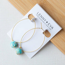 Load image into Gallery viewer, Lenny &amp; Eva - Drop Earrings-Turquoise Jasper, Hoops, Crystals &amp; Stones
