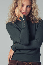 Load image into Gallery viewer, Urban Daizy - Polished Button Cuff Slim Knit Top
