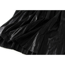 Load image into Gallery viewer, UZ Wholesale Store - Metallic Pleated A-Line Skirt with Elastic Waist in Solid Color
