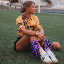 Load image into Gallery viewer, K'lani hair tie bracelets - "Game Day" Purple &amp; Yellow Hair Tie Bracelets
