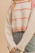 Load image into Gallery viewer, Mona Knit Stripe Pullover Sweater: White/Oat / L / Knit
