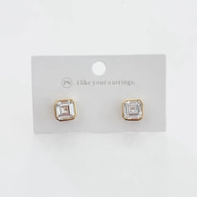Load image into Gallery viewer, Pretty Simple - Bezel Diamond Stud Earrings - WATERPROOF
