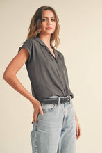 Load image into Gallery viewer, MIOU MUSE - MMT1194   BUTTON DOWN CAP SLEEVE SHIRTS
