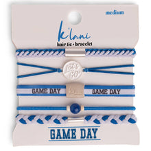 Load image into Gallery viewer, K'lani hair tie bracelets - "Game Day" Blue &amp; White Hair Tie Bracelets
