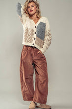 Load image into Gallery viewer, Urban Daizy - Patchwork Cable Knit V Neck Cardigan
