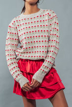 Load image into Gallery viewer, ROSE PRINT PULLOVER RIB KNIT SWEATER : WHITE RED / S/M-3:M/L-3
