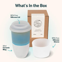 Load image into Gallery viewer, Nova Ceramics Travel Mugs - Lagoon Ceramic Travel Cup – 16oz with Lid &amp; Sleeve
