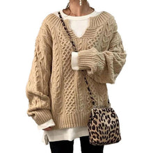 Load image into Gallery viewer, EmberLoom - Women Cable Knit Sweater Casual Ribbed Pattern Knit Top
