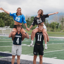 Load image into Gallery viewer, K'lani hair tie bracelets - "Game Day" Blue &amp; White Hair Tie Bracelets
